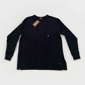 NWT Eddie Bauer Cozy Tunic Sweatshirt Crewneck Black Women's Large Tall